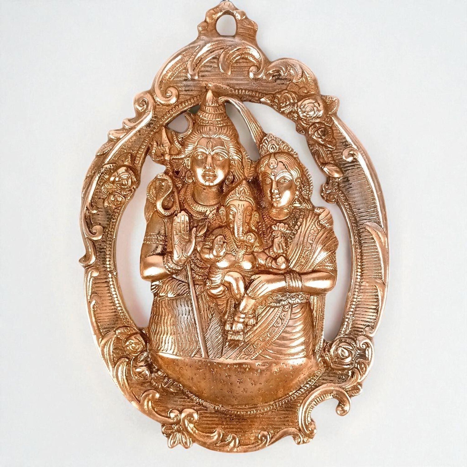 Shiv Parivar - Shiva, Parvati Ganesh Wall Hanging - for Home, Puja Room Decor, Living Room & Gift - 16 Inch - Apkamart