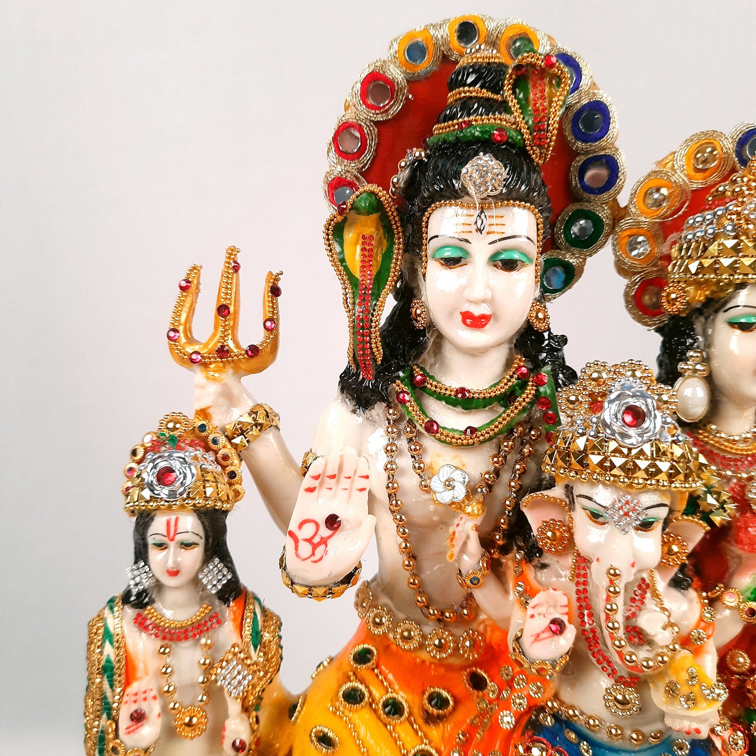 Shiv Parvati Ganesh & Kartikeya Statue | Shiv Parivar Idol Showpiece - for Home, Puja Room, Table Decor, Living room, Office Desk & Gift - 15 Inch - Apkamart