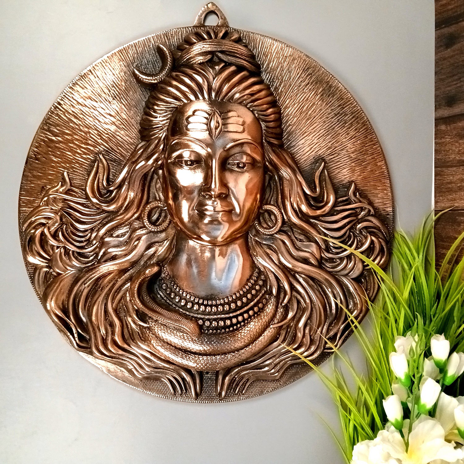 Shiv Wall Hanging | Mahadev Shiva Face Wall Art Large Size - for Home, Puja Room, Big Walls Decor, Living Room & Gift - 24 Inch - Apkamart #Size_21 Inch