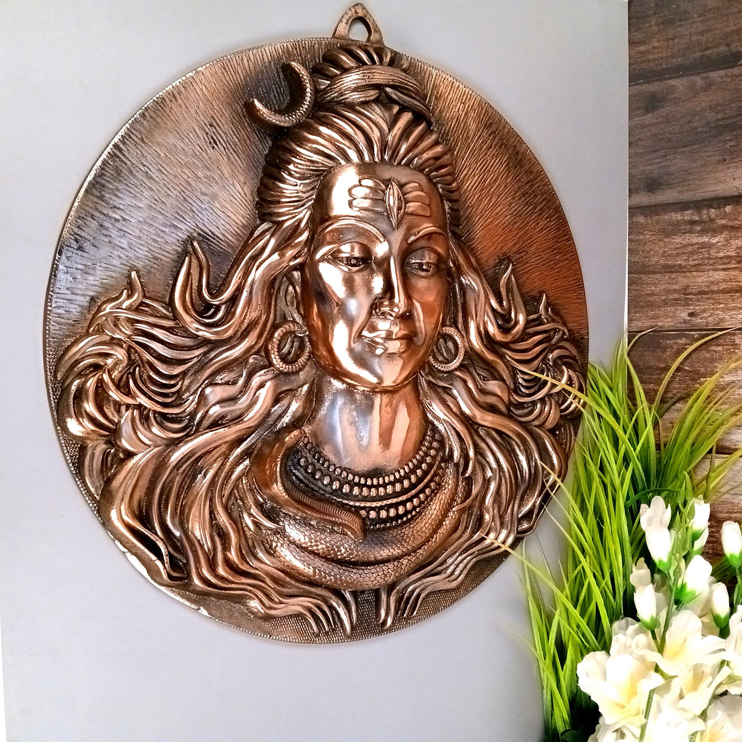 Shiv Wall Hanging | Mahadev Shiva Face Wall Art Large Size - for Home, Puja Room, Big Walls Decor, Living Room & Gift - 24 Inch - Apkamart #Size_21 Inch