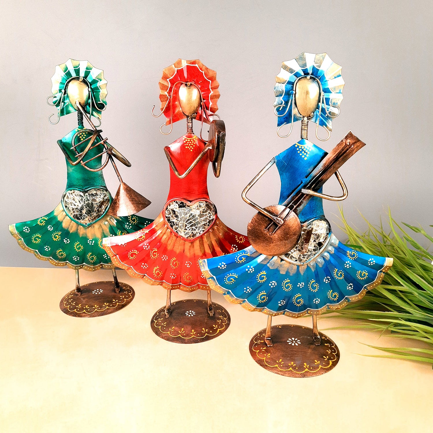 Musician Showpiece - Russian Musicians Playing Musical Instruments | Decorative Figurines - For Home, Table, Living Room, TV Unit, Bedroom Decor | Handicraft Gifts -14 Inch (Set of 3) - Apkamart