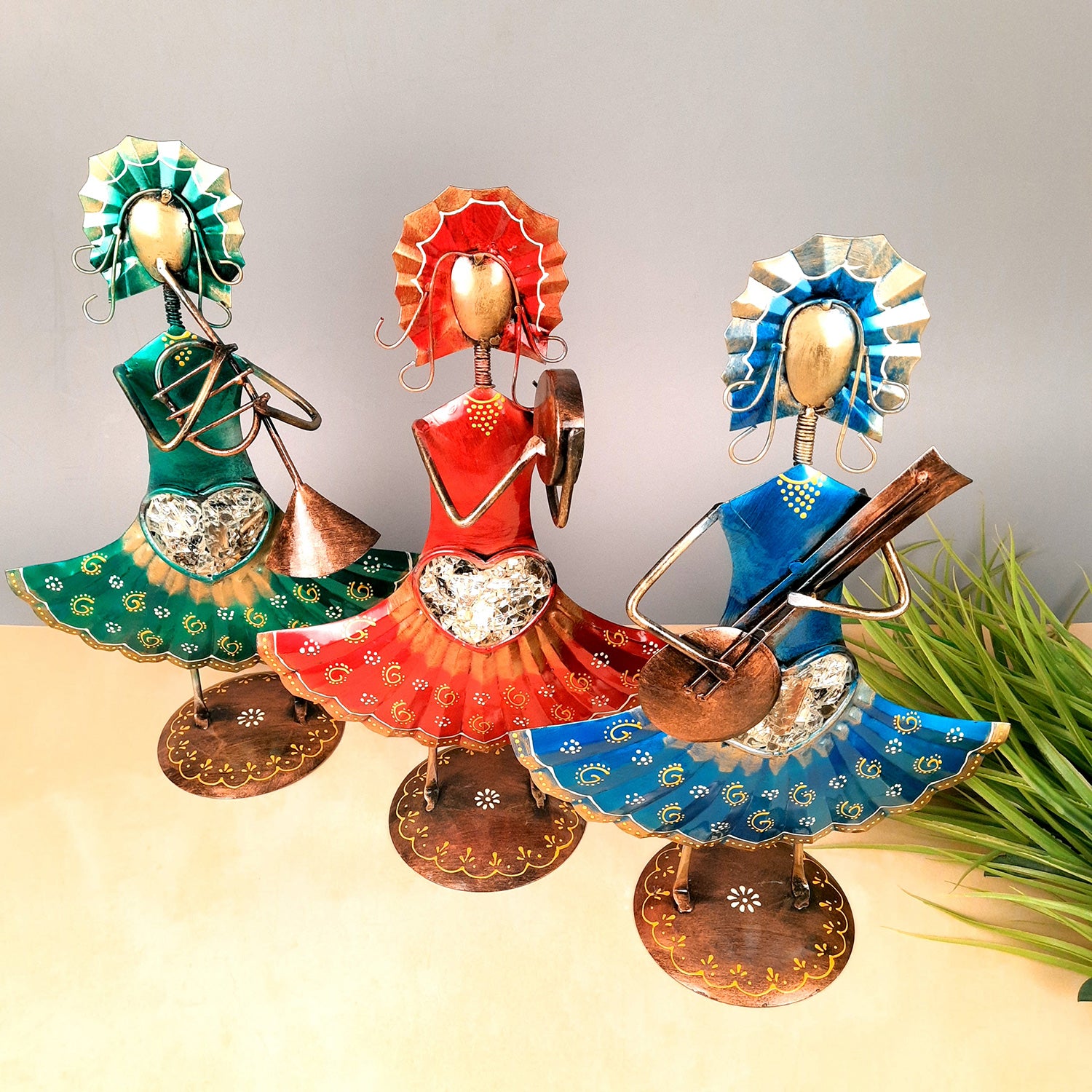 Musician Showpiece - Russian Musicians Playing Musical Instruments | Decorative Figurines - For Home, Table, Living Room, TV Unit, Bedroom Decor | Handicraft Gifts -14 Inch (Set of 3) - Apkamart