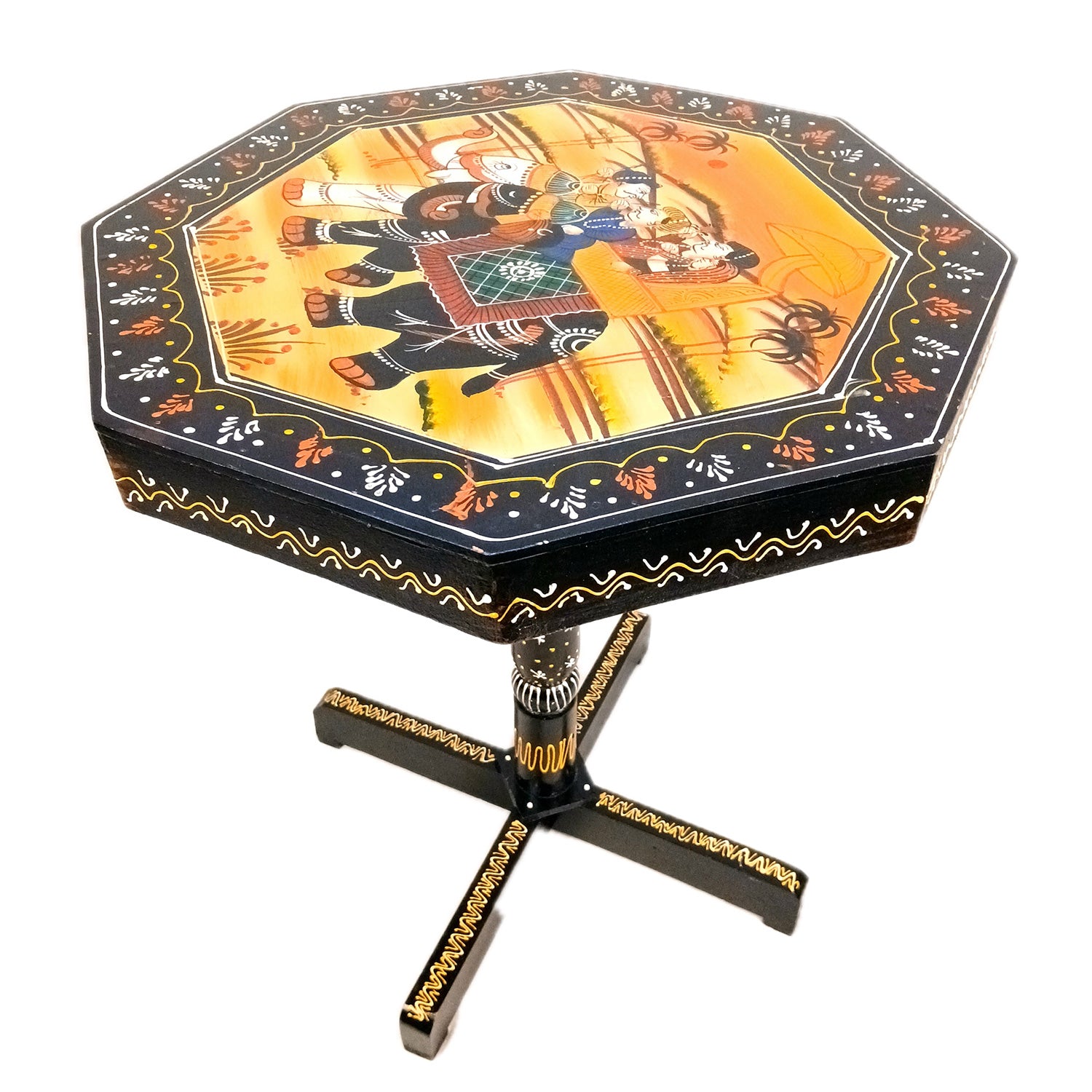 Wooden Stool Side Table | Handicraft End Table | Bed Side Table - For Living room, Sitting, Home Decor, Sofa Corner & Gifts - 20 Inch (Pack Of 2) - Apkamart