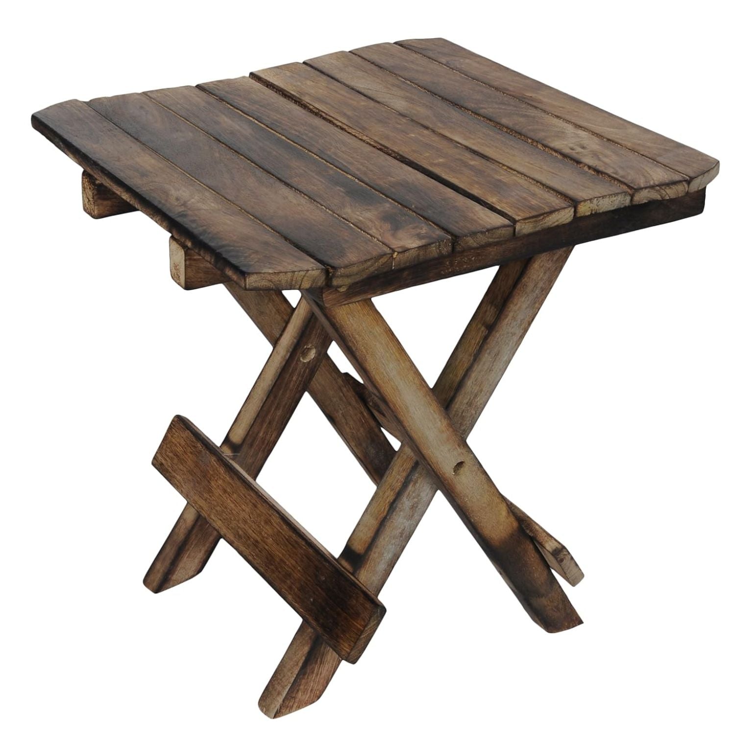 Portable Folding Stool Wooden Side Table | Foldable Wooden Stool for Home, Living Room, Balcony & Outdoor Use - 12 Inch - Apkamart