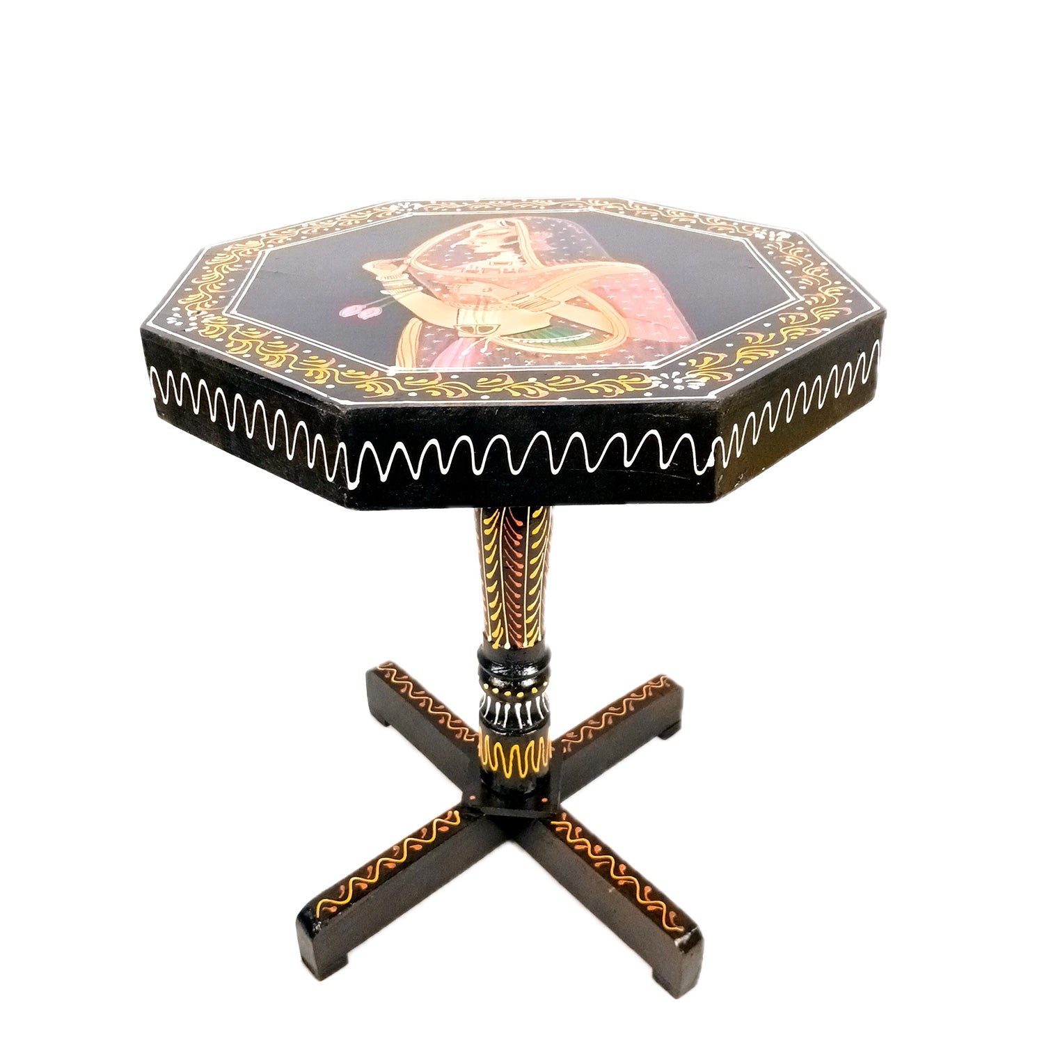 Wooden Side Table Stool - Bani Thani Design | End Table | Bed Side Table - For Living room, Sitting, Plant Stand, Home Decor & Gifts - 18 Inch (Pack Of 2) - Apkamart