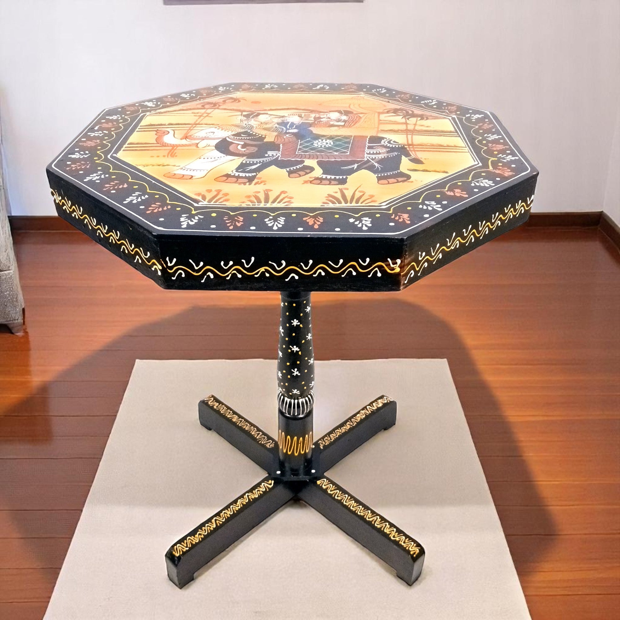 Wooden Stool Side Table | Handicraft End Table | Bed Side Table - For Living room, Sitting, Home Decor, Sofa Corner & Gifts - 20 Inch - Apkamart