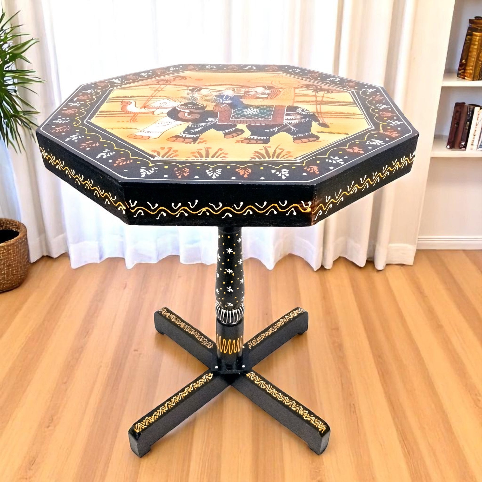 Wooden Stool Side Table | Handicraft End Table | Bed Side Table - For Living room, Sitting, Home Decor, Sofa Corner & Gifts - 20 Inch - Apkamart