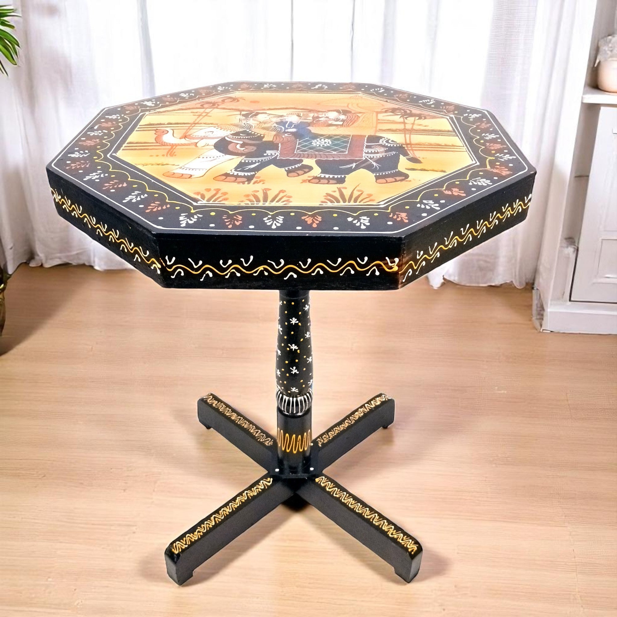 Wooden Stool Side Table | Handicraft End Table | Bed Side Table - For Living room, Sitting, Home Decor, Sofa Corner & Gifts - 20 Inch (Pack Of 2) - Apkamart