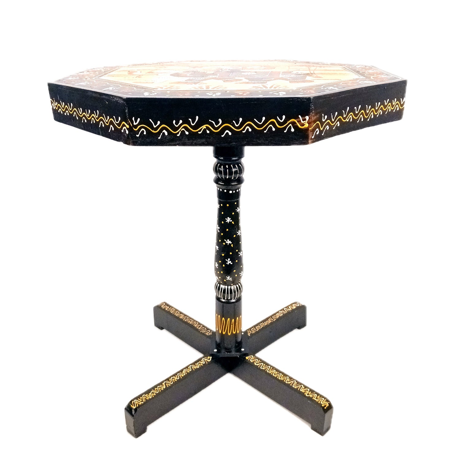 Wooden Stool Side Table | Handicraft End Table | Bed Side Table - For Living room, Sitting, Home Decor, Sofa Corner & Gifts - 20 Inch - Apkamart