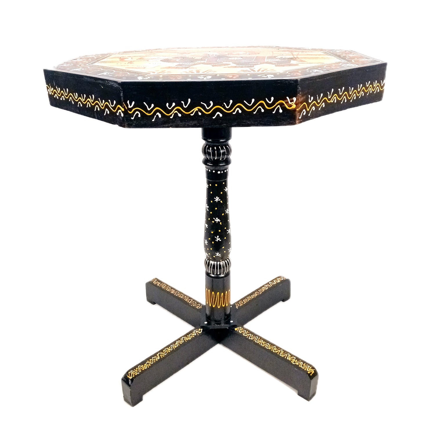 Wooden Stool Side Table | Handicraft End Table | Bed Side Table - For Living room, Sitting, Home Decor, Sofa Corner & Gifts - 20 Inch - Apkamart