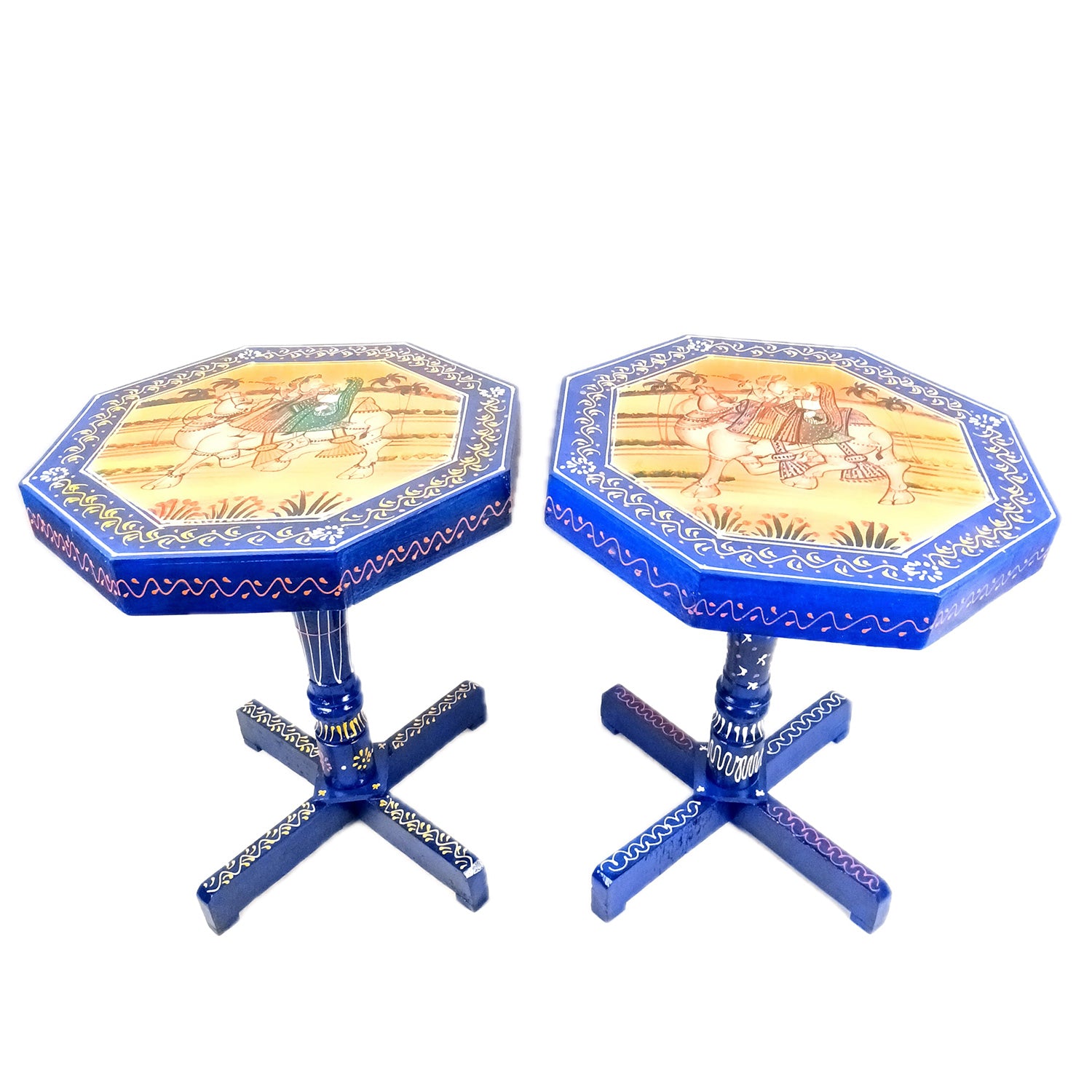 Wooden Side Table Stool | End Table | Bed Side Table - For Living room, Sitting, Plant Stand, Home Decor & Gifts - 18 Inch (Pack Of 2) - Apkamart