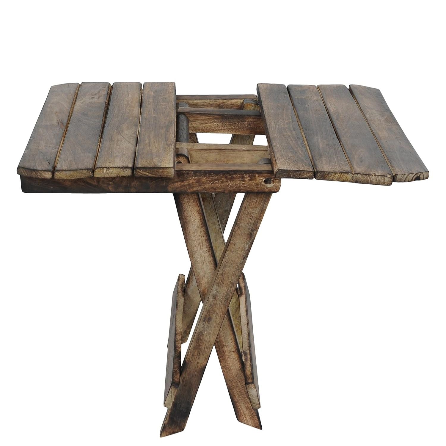 Portable Folding Stool Wooden Side Table | Foldable Wooden Stool for Home, Living Room, Balcony & Outdoor Use - 12 Inch - Apkamart