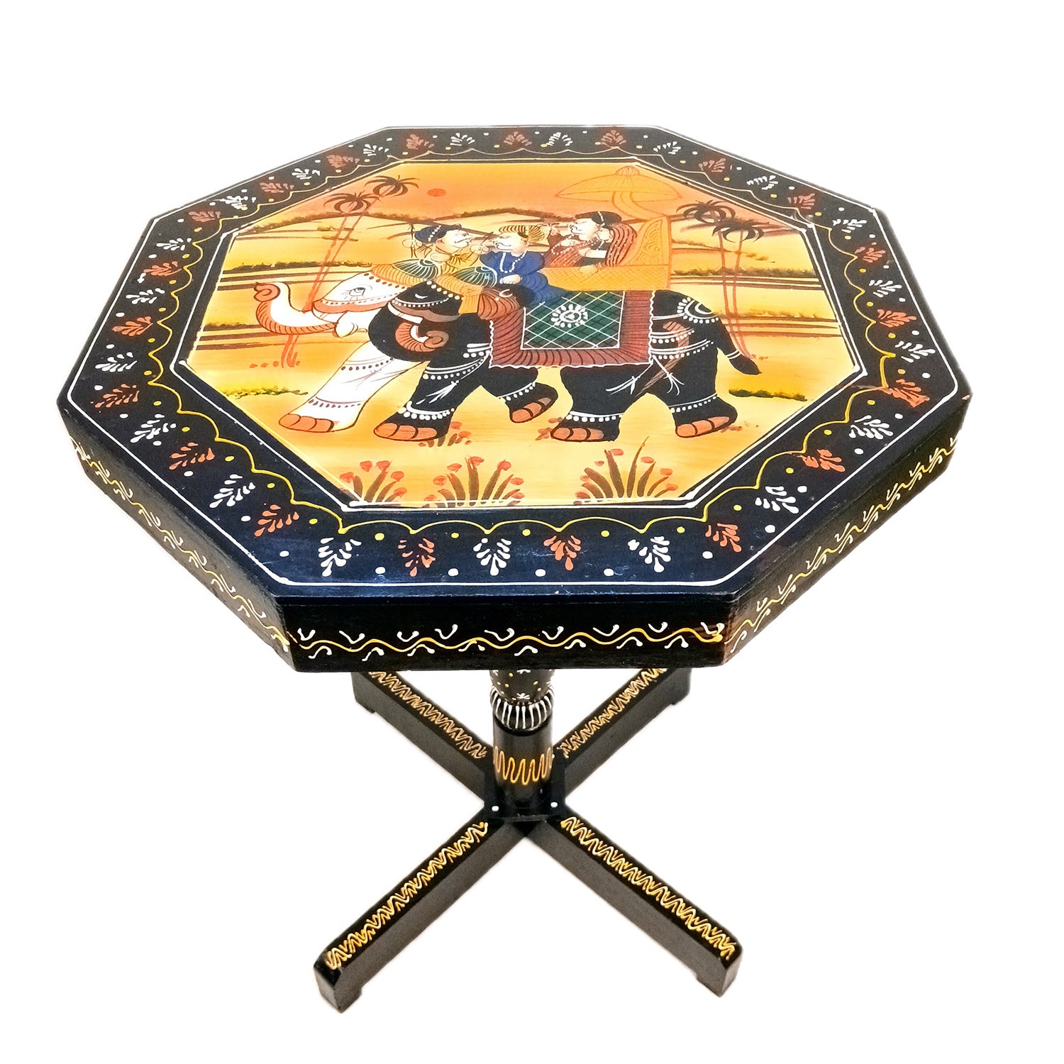 Wooden Stool Side Table | Handicraft End Table | Bed Side Table - For Living room, Sitting, Home Decor, Sofa Corner & Gifts - 20 Inch - Apkamart