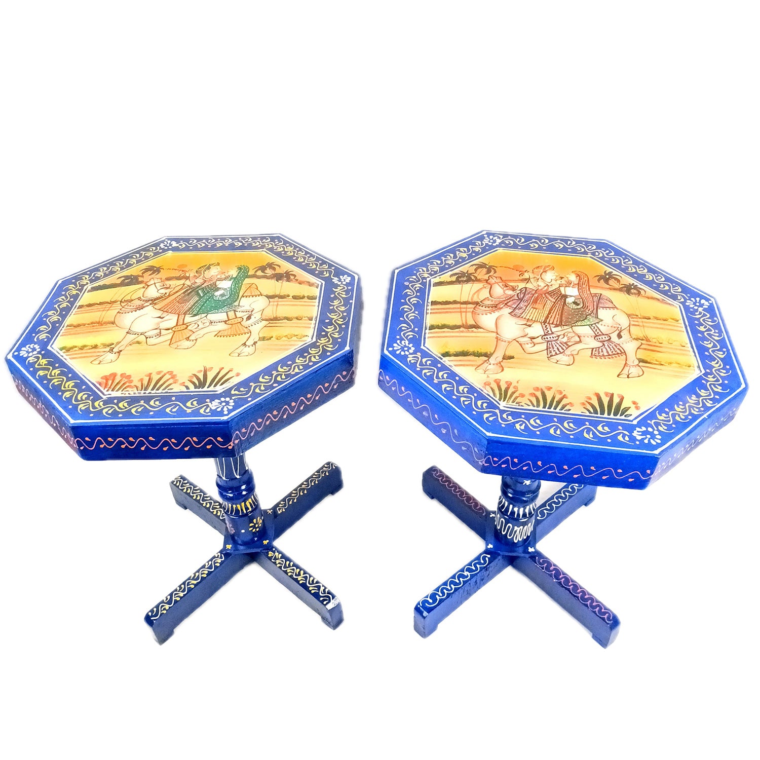 Wooden Side Table Stool | End Table | Bed Side Table - For Living room, Sitting, Plant Stand, Home Decor & Gifts - 18 Inch (Pack Of 2) - Apkamart