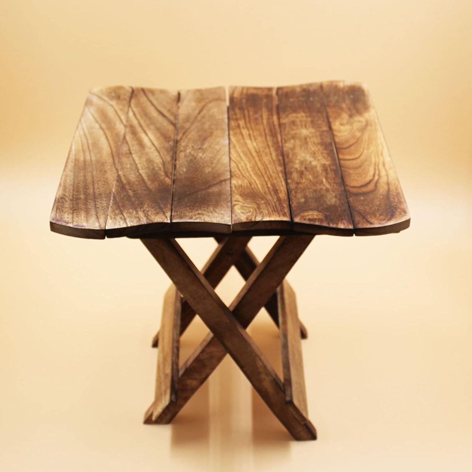 Portable Folding Stool Wooden Side Table | Foldable Wooden Stool for Home, Living Room, Balcony & Outdoor Use - 12 Inch - Apkamart