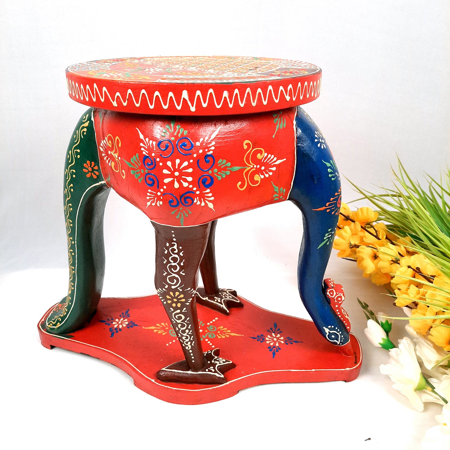Wooden Side Table - Peacock Design | End Table | Coffee Tables - for Living Room, Bedside, Sofa Side, Corners, Home Decor & Gifts -15 Inch - apkamart