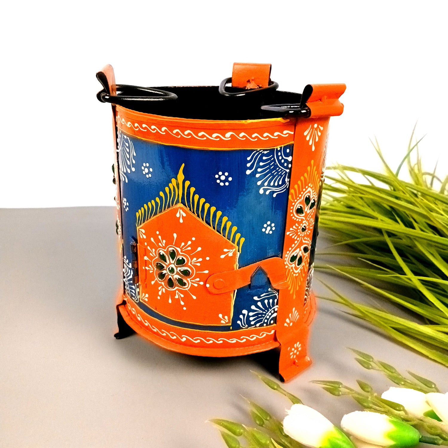 Sigri Showpiece | Decorative Hand Painted Sigdi - For Home, Living Room, Hotel, Restaurants, Resorts Decor & Gifts - 8 Inch - Apkamart #Colour_Blue