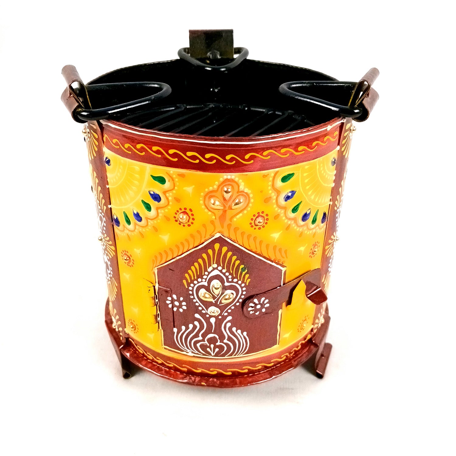 Sigri Showpiece | Decorative Hand Painted Sigdi - For Home, Living Room, Hotel, Restaurants, Resorts Decor & Gifts - 8 Inch - Apkamart #Colour_Yellow