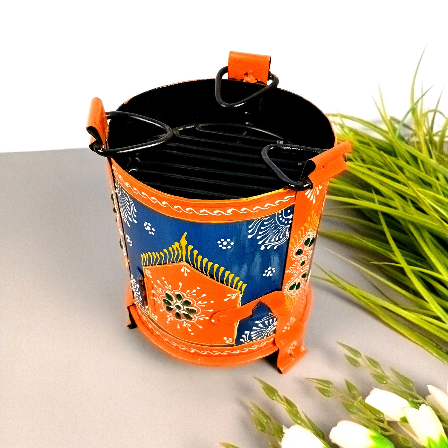 Sigri Showpiece | Decorative Hand Painted Sigdi - For Home, Living Room, Hotel, Restaurants, Resorts Decor & Gifts - 8 Inch - Apkamart #Colour_Blue