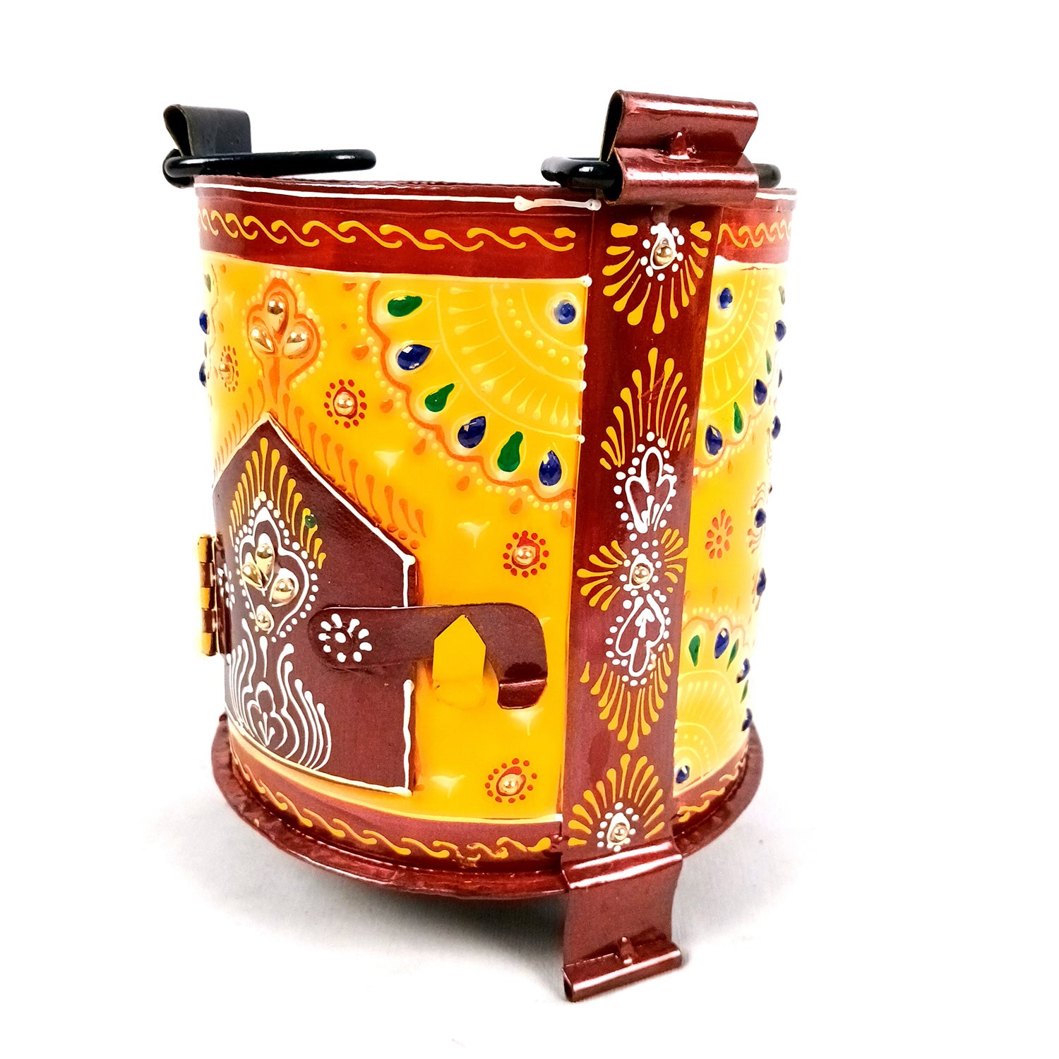 Sigri Showpiece | Decorative Hand Painted Sigdi - For Home, Living Room, Hotel, Restaurants, Resorts Decor & Gifts - 8 Inch - Apkamart #Colour_Yellow