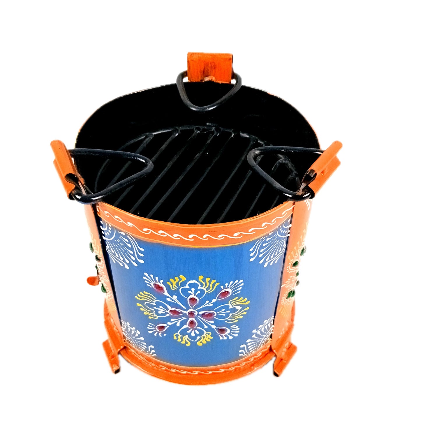 Sigri Showpiece | Decorative Hand Painted Sigdi - For Home, Living Room, Hotel, Restaurants, Resorts Decor & Gifts - 8 Inch - Apkamart #Colour_Blue