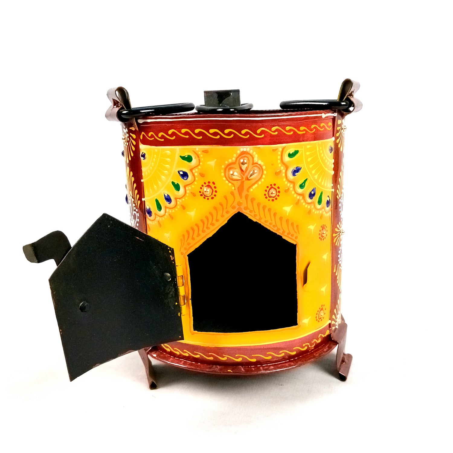 Sigri Showpiece | Decorative Hand Painted Sigdi - For Home, Living Room, Hotel, Restaurants, Resorts Decor & Gifts - 8 Inch - Apkamart #Colour_Yellow