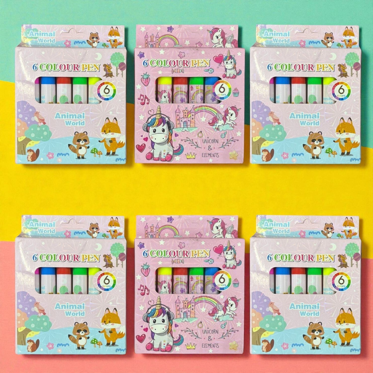 Mini Sketch Pen | Coloring Pen Set for Kids, School, Drawing, Art & Craft, Birthday Return Gifts, Students Stationery – 6 Multicolor Mini Sketch Pens in Each Pack - Apkamart #Style_Pack Of 6