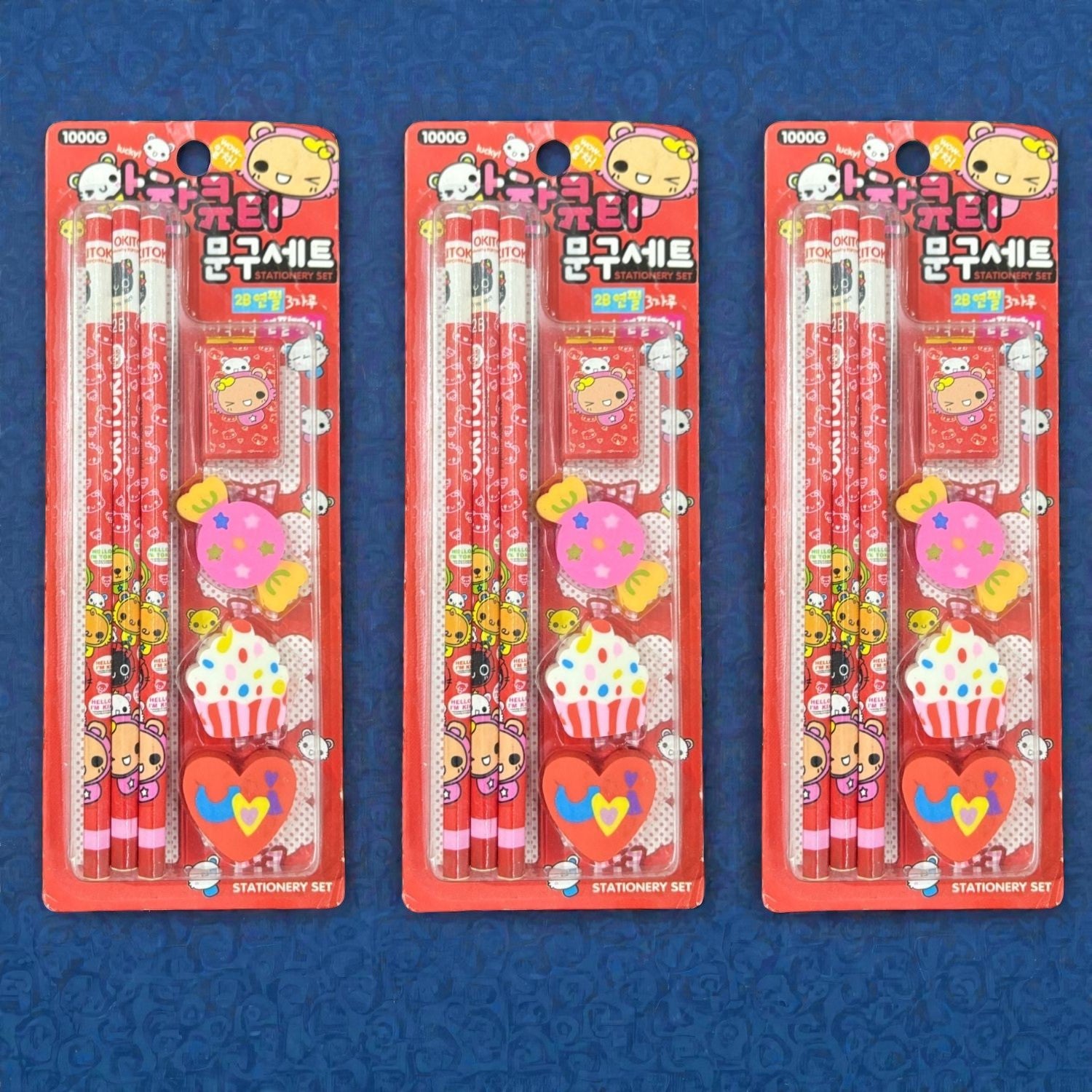 Cartoon Design Stationary Kit for Kids & Students | Complete School Stationary Kit with Pencil, Eraser, Sharpener & Study Essentials - Apkamart #Style_Pack Of 3