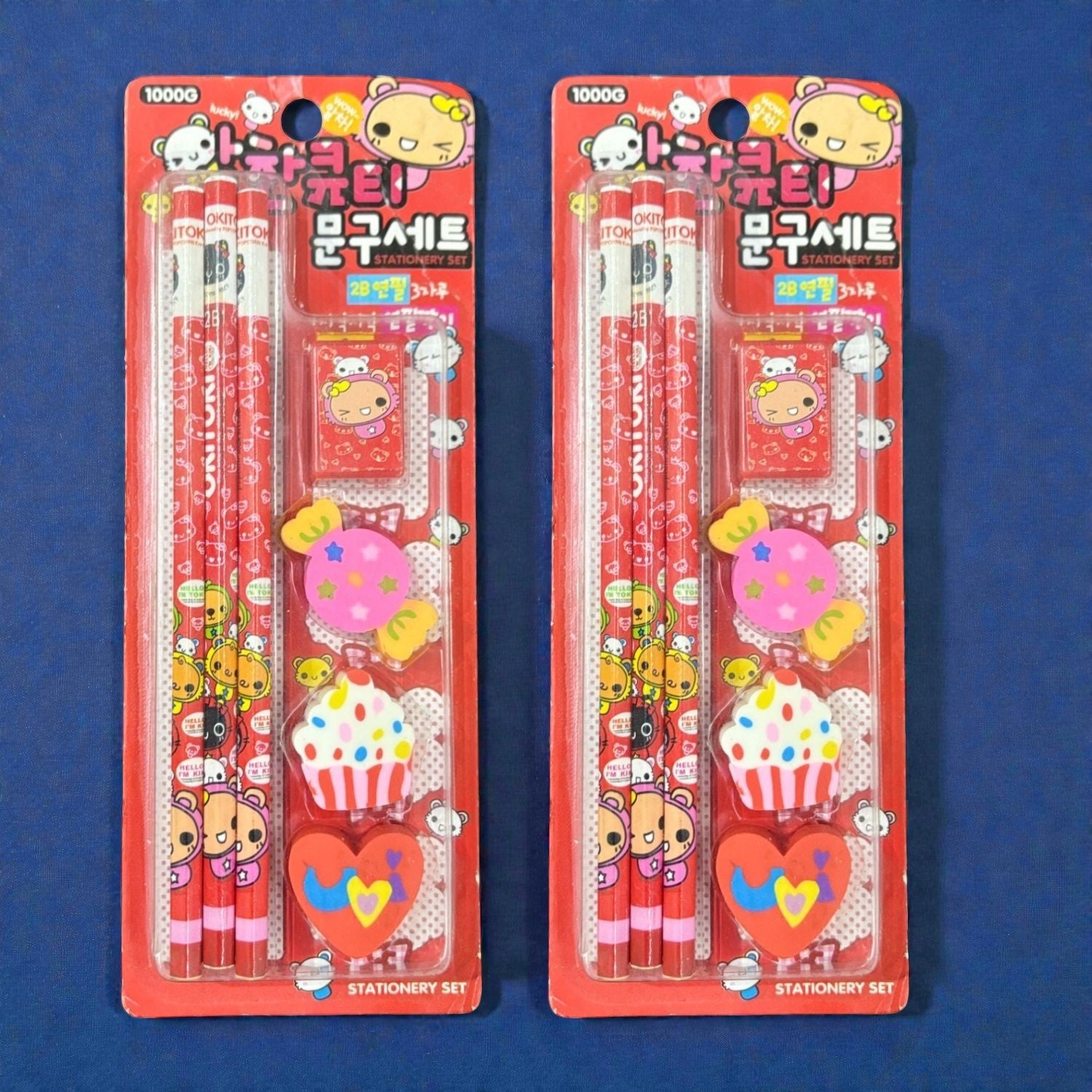 Cartoon Design Stationary Kit for Kids & Students | Complete School Stationary Kit with Pencil, Eraser, Sharpener & Study Essentials - Apkamart #Style_Pack Of 2