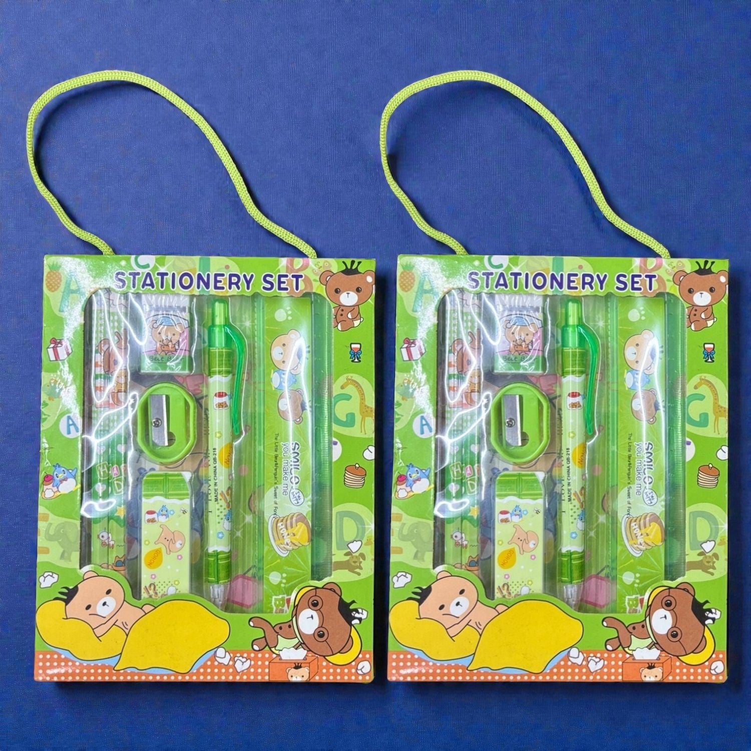 Stationary Kit for Kids & Students | Complete School Stationary Kit with Pencil, Eraser, Scale Sharpener & Study Essentials - Apkamart #Style_Pack Of 2