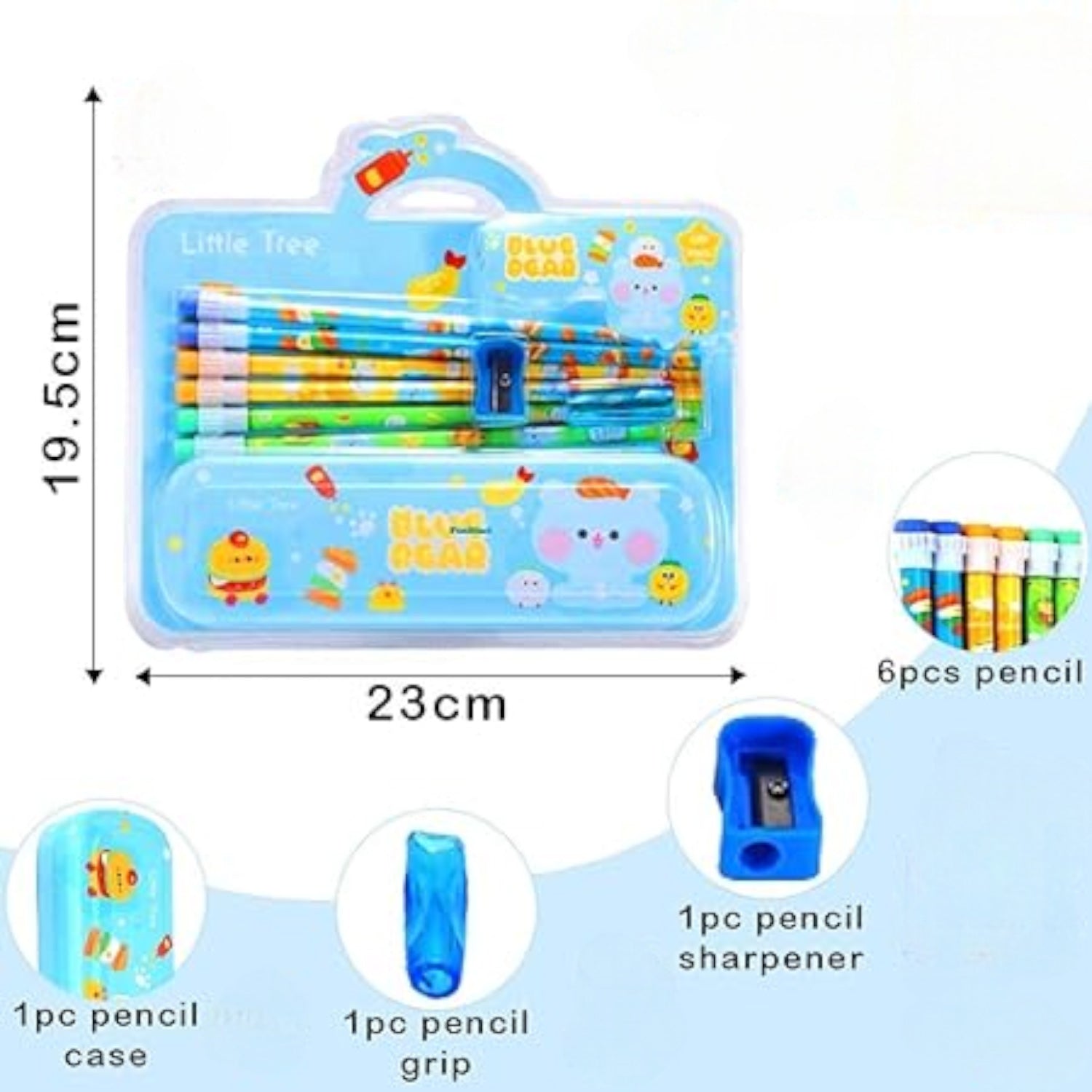 Pencil Box - Stationary Kit With 6 Pencils, 1 Pencil case, 1 Sharpner - for Girls, boys, Kids, School Supplies, Birthday Gift, Return Gifts - apkamart