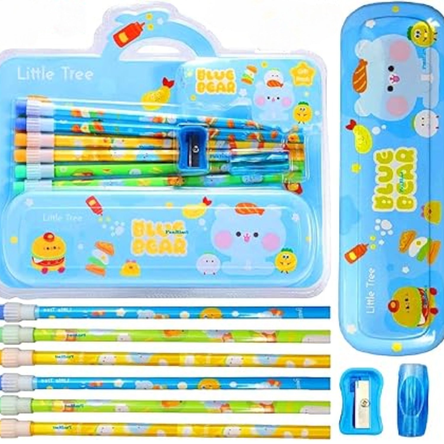 Pencil Box - Stationary Kit With 6 Pencils, 1 Pencil case, 1 Sharpner - for Girls, boys, Kids, School Supplies, Birthday Gift, Return Gifts - apkamart