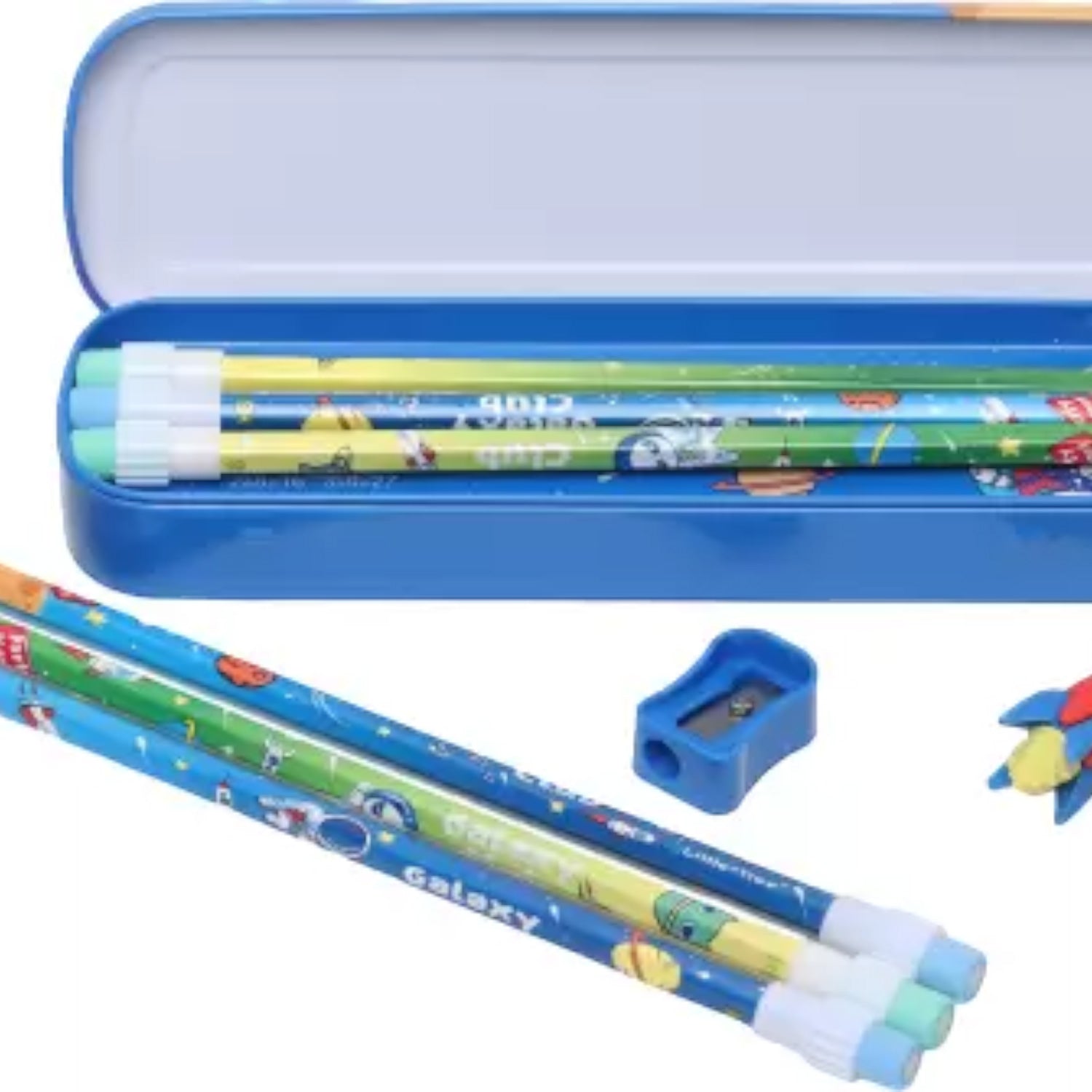 Pencil Box - Stationary Kit With 6 Pencils, 1 Pencil case, 1 Sharpner - for Girls, boys, Kids, School Supplies, Birthday Gift, Return Gifts - apkamart