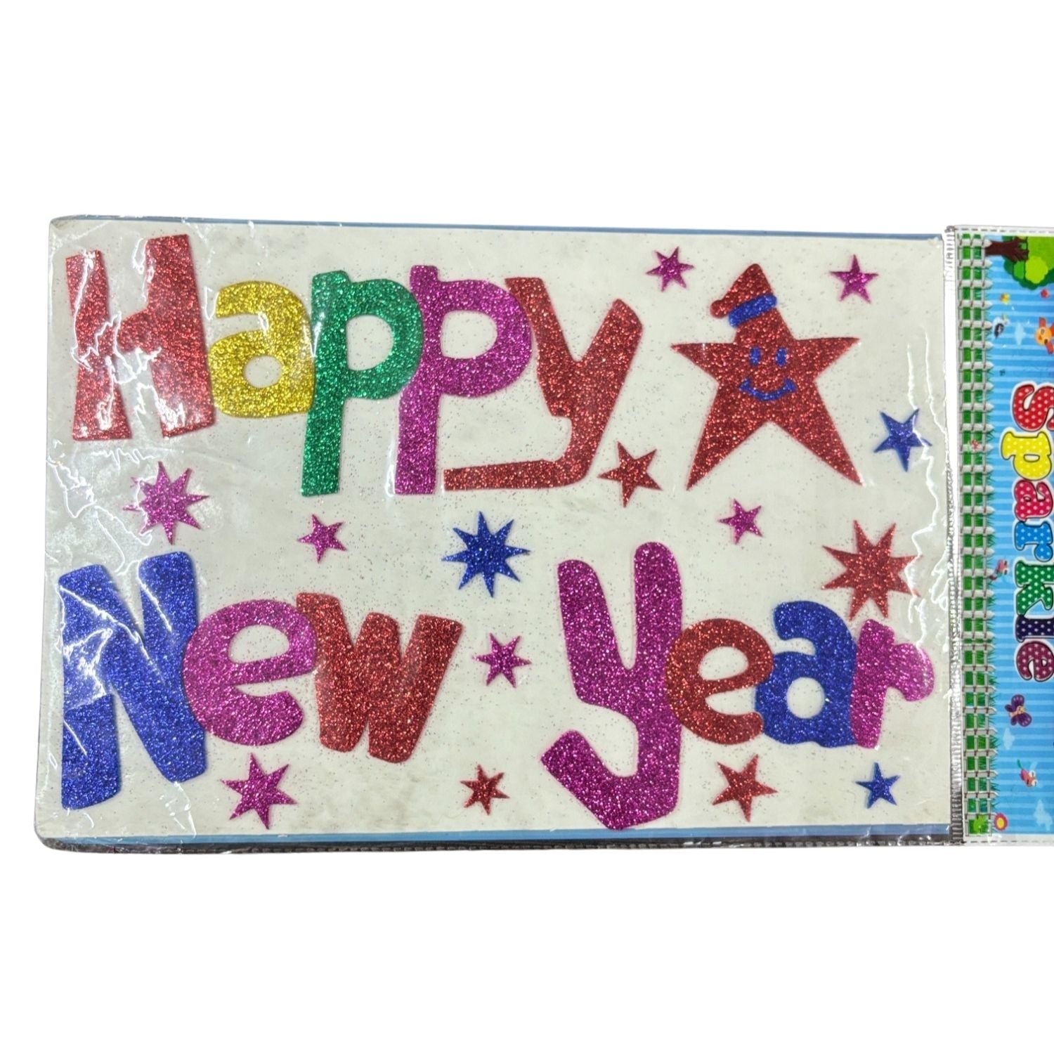 Glitter Sticker Set with Happy New Year Design | Glitter Foam Sheet Sticker | Self Adhesive Glitter Stickers for Kids Craft DIY Projects Scrapbooking School Use - Apkamart #Style_Pack Of 1