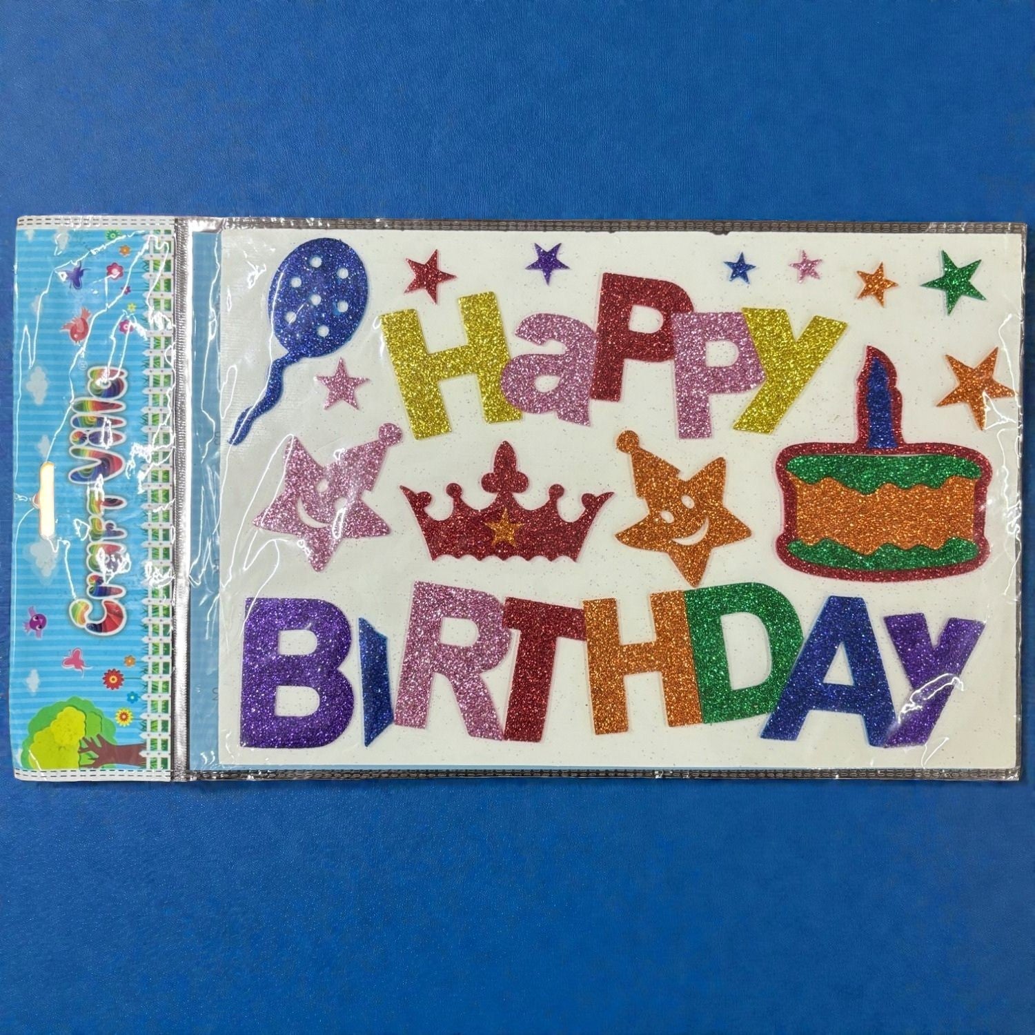 Glitter Sticker Set with Happy Birthday Design | Glitter Foam Sheet Sticker | Self Adhesive Glitter Stickers for Kids Craft DIY Projects Scrapbooking School Use - Apkamart #Style_Pack Of 1