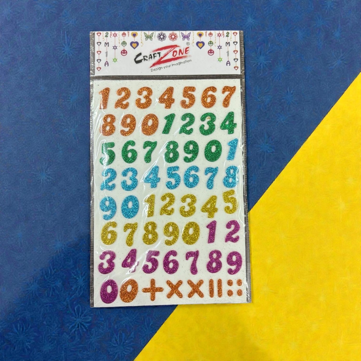 Glitter Sticker Set with Alphabet & Numbers Design | Glitter Foam Sheet Sticker | Self Adhesive Glitter Stickers for Kids Craft DIY Projects Scrapbooking School Use - Apkamart #Style_Pack Of 1