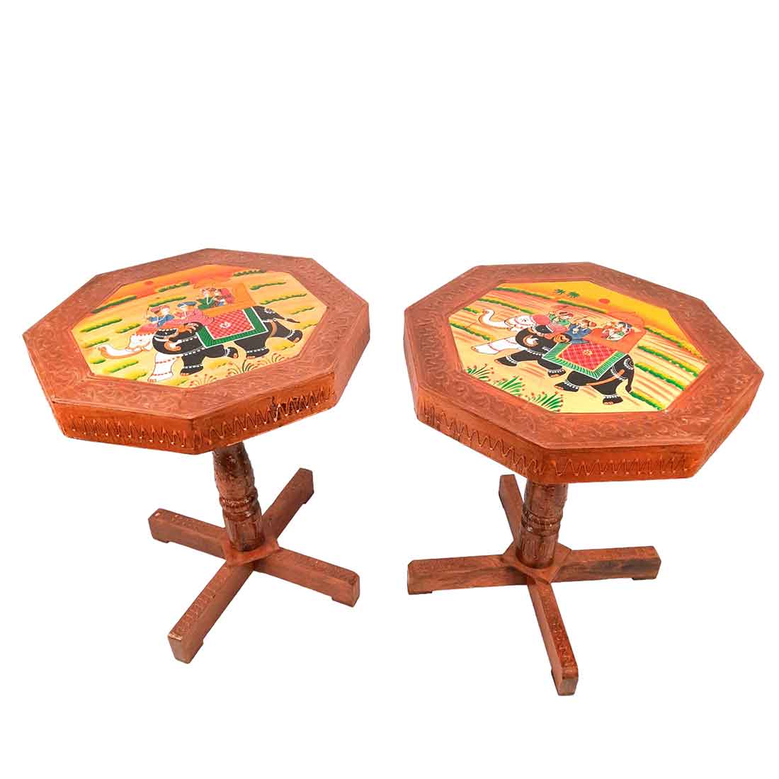 Wood Table | Side Table for Living Room - for Office Decor & Gifts - Set of 2 - ApkaMart