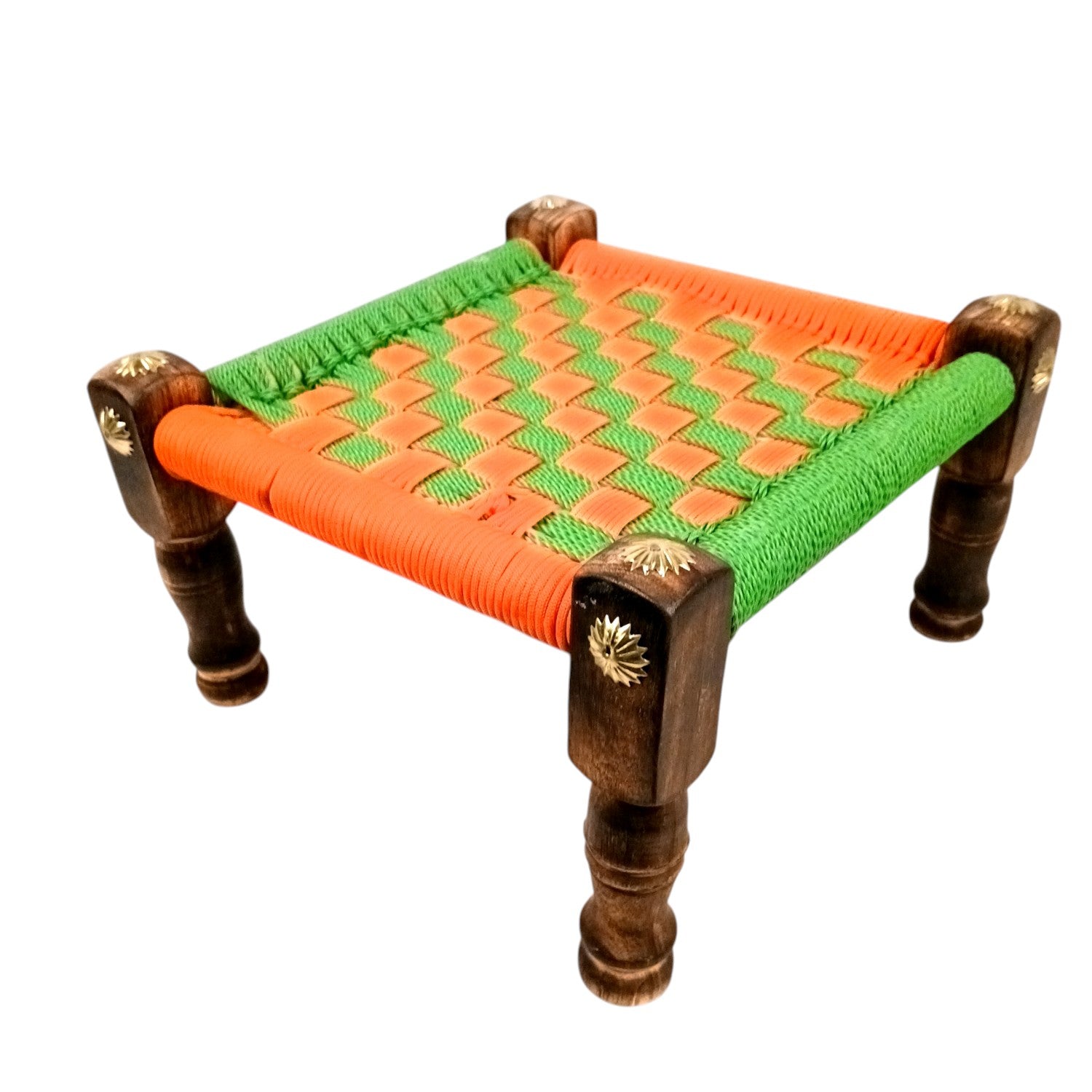 Wooden Pidha Stool | Rajasthani Handicraft Mudda Pidda Bajot | Small-Sized Khatli Charpai Chowki - 11 Inch - Apkamart #Style_Design 2