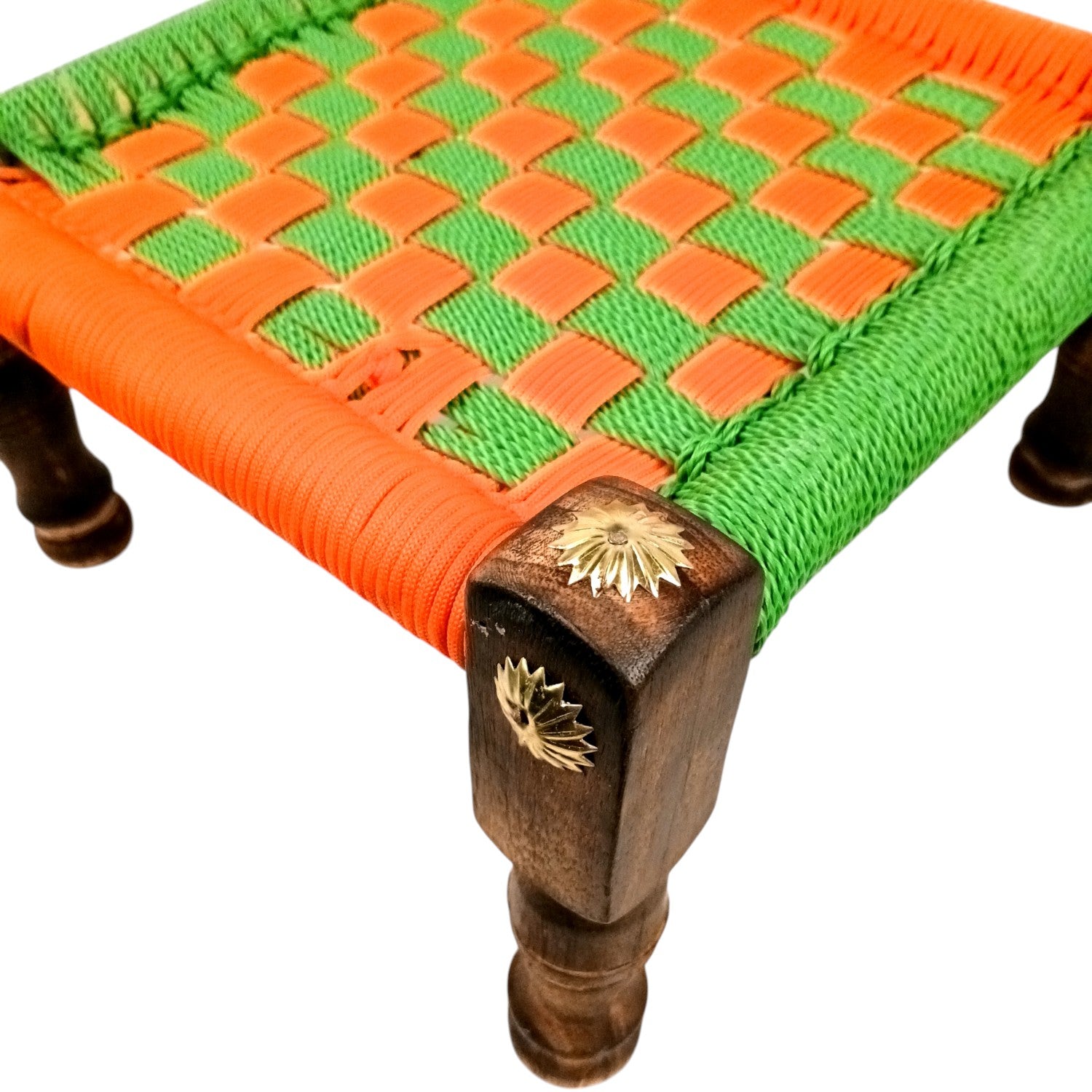 Wooden Pidha Stool | Rajasthani Handicraft Mudda Pidda Bajot | Small-Sized Khatli Charpai Chowki - 11 Inch - Apkamart #Style_Design 2