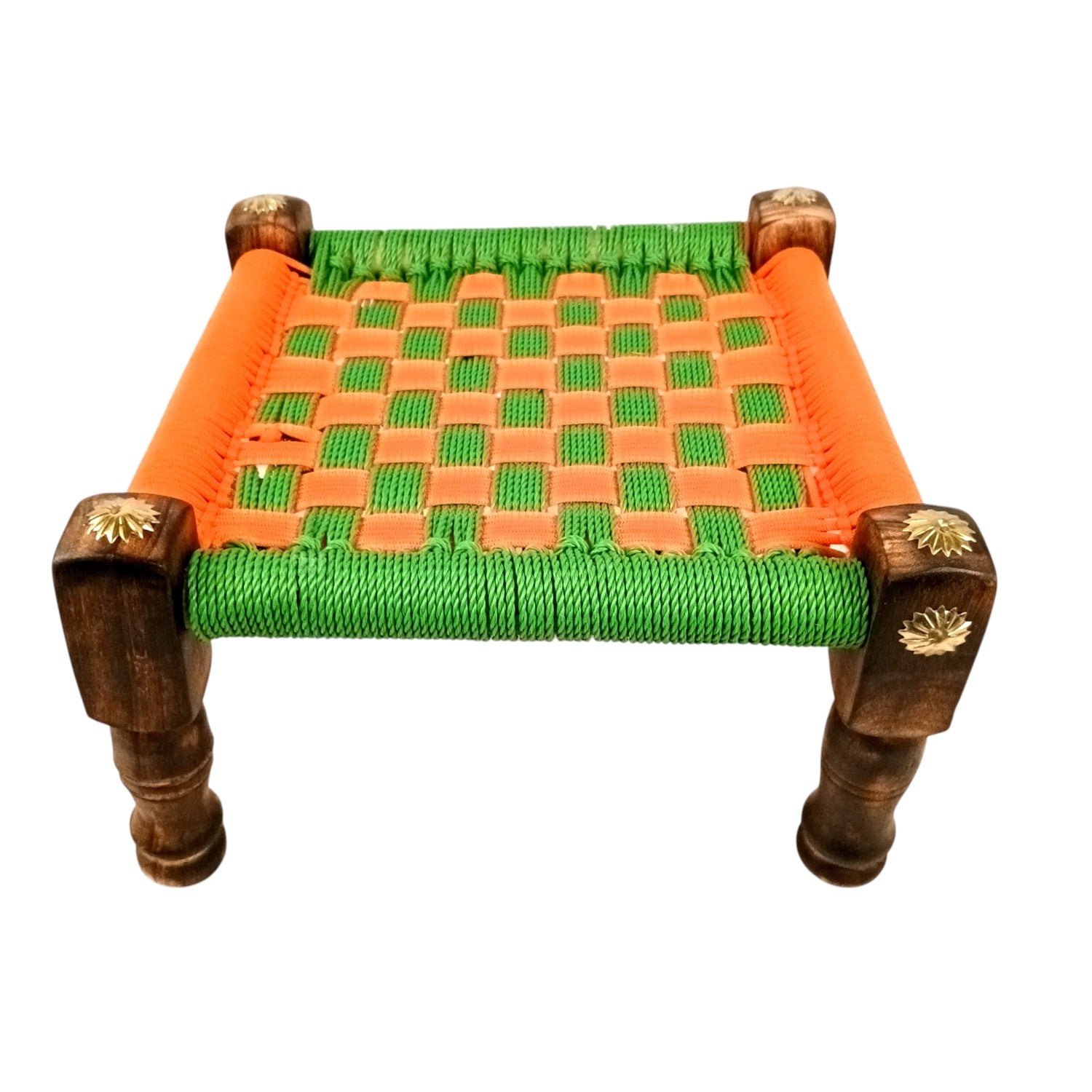 Wooden Pidha Stool | Rajasthani Handicraft Mudda Pidda Bajot | Small-Sized Khatli Charpai Chowki - 11 Inch - Apkamart #Style_Design 2