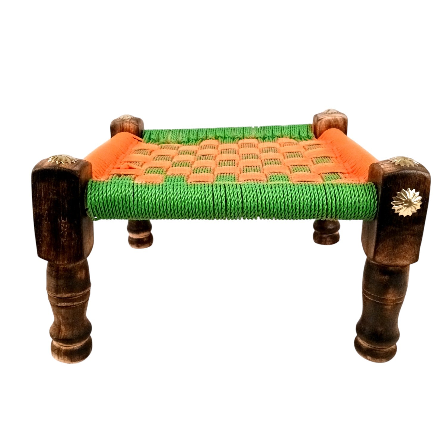 Wooden Pidha Stool | Rajasthani Handicraft Mudda Pidda Bajot | Small-Sized Khatli Charpai Chowki - 11 Inch - Apkamart #Style_Design 2