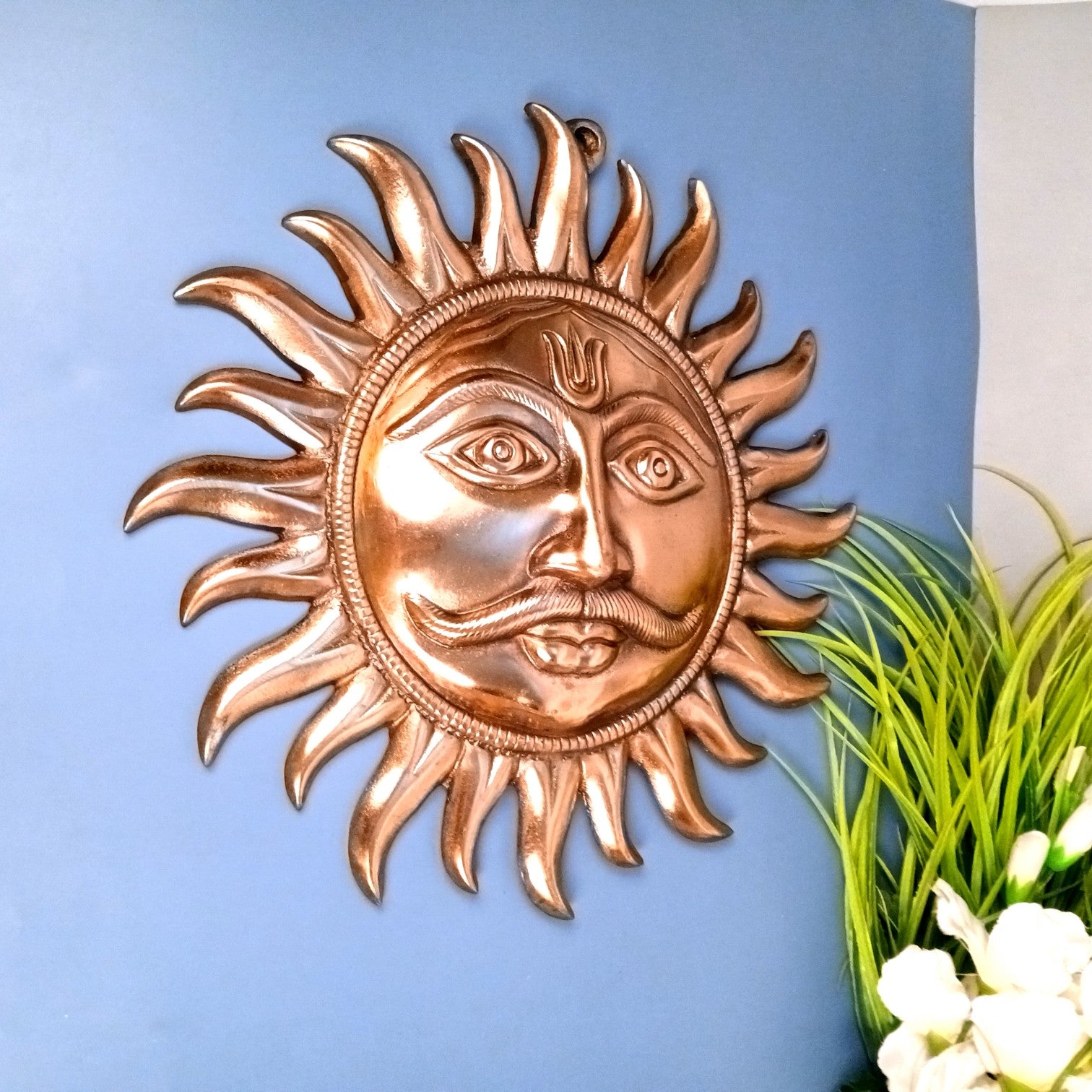 Sun Face Wall Hanging for Home Decor | Decorative Wall Art for Living Room, Bedroom & Office | Stylish Wall Hanging Showpiece & Gift Item - 14 Inch - Apkamart