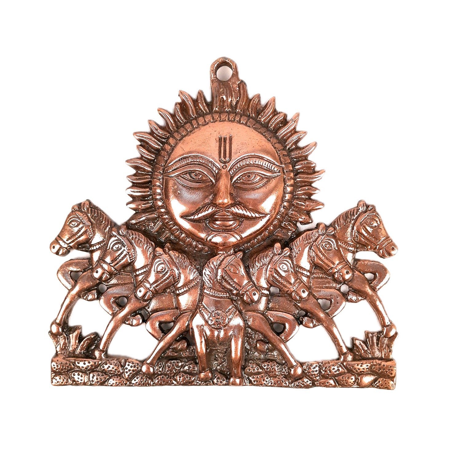 Sun God with Seven Running Horses Wall Hanging | Surya Bhagwan With 7 Horse Wall Art - for Vastu, Home, Living Room, Entrance & Gift - 8 Inch - Apkamart