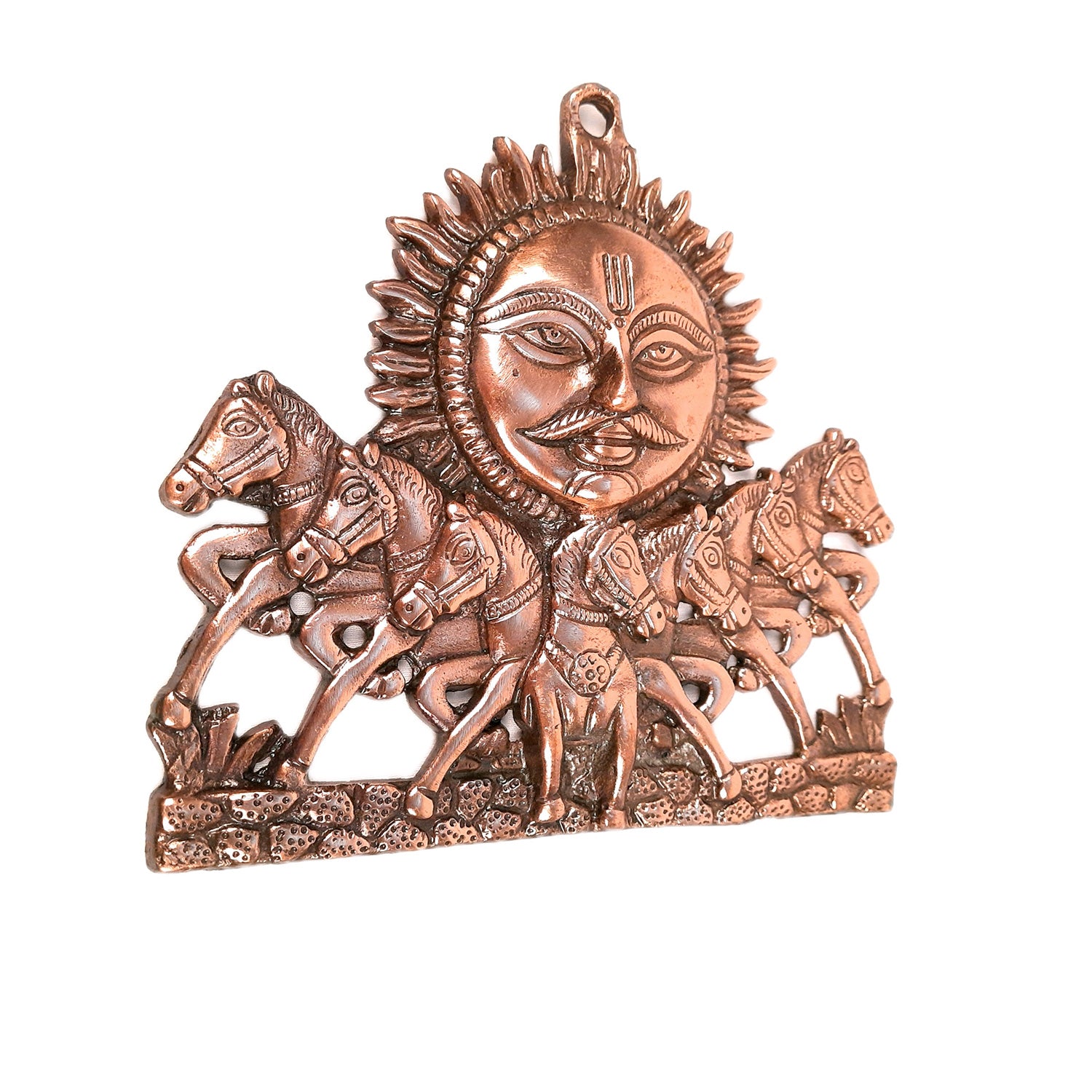 Sun God with Seven Running Horses Wall Hanging | Surya Bhagwan With 7 Horse Wall Art - for Vastu, Home, Living Room, Entrance & Gift - 8 Inch - Apkamart