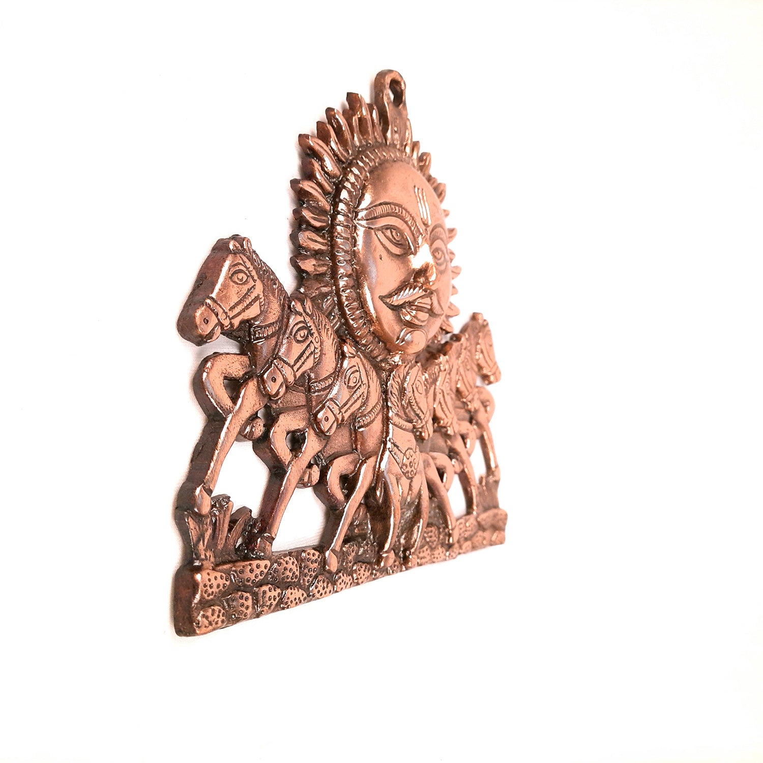 Sun God with Seven Running Horses Wall Hanging | Surya Bhagwan With 7 Horse Wall Art - for Vastu, Home, Living Room, Entrance & Gift - 8 Inch - Apkamart