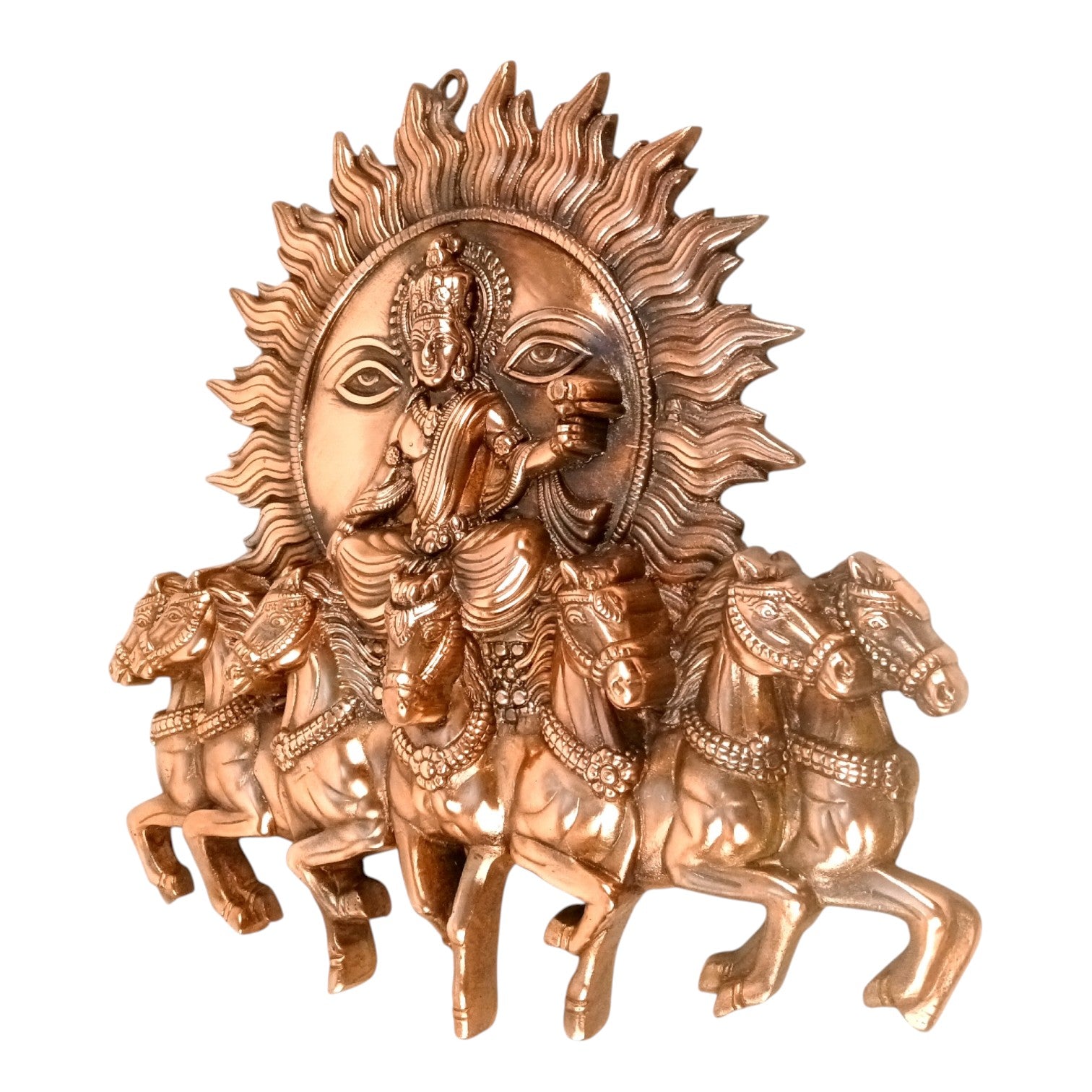 Sun with Seven Horses Metal Wall Hanging – 18 Inch - Apkamart