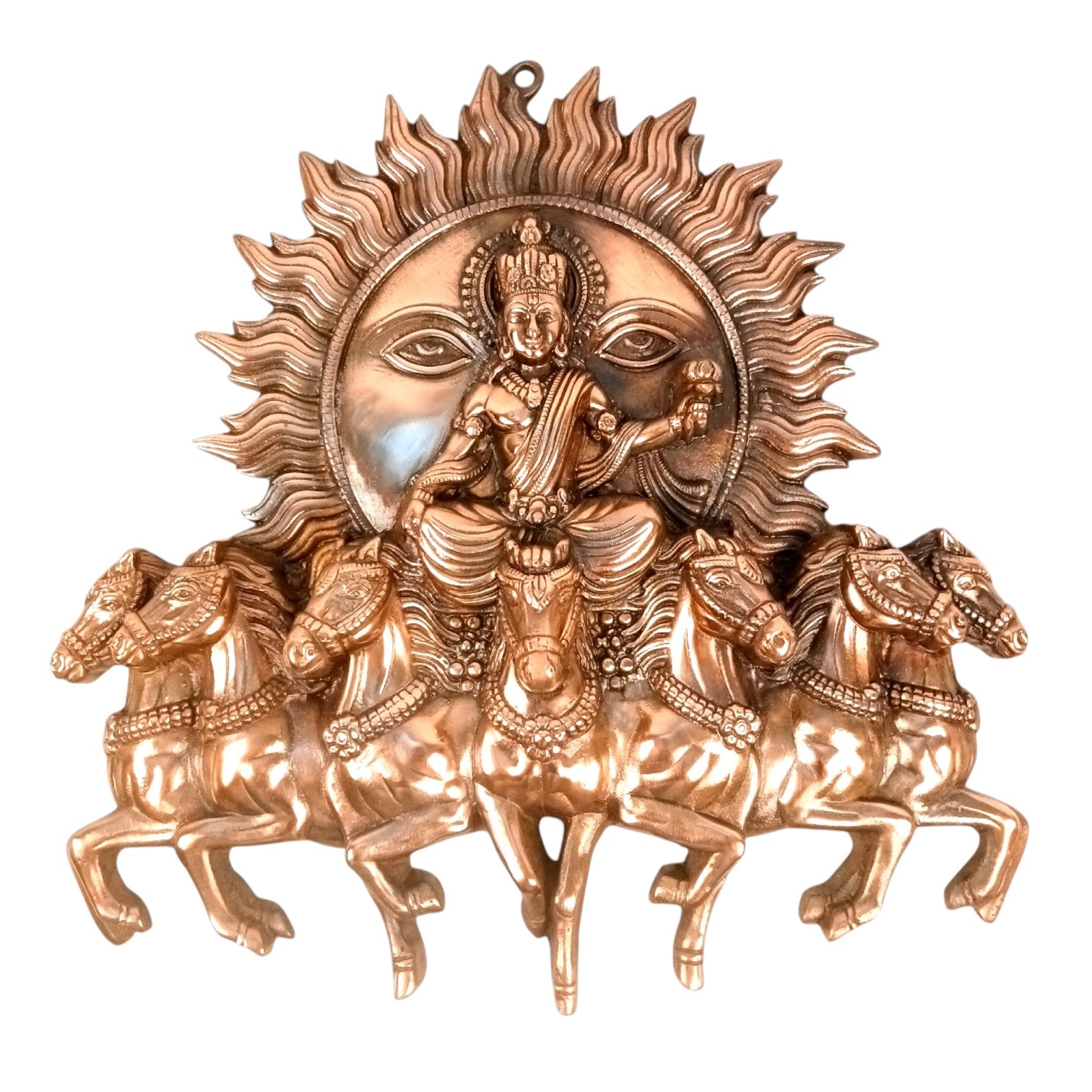Sun with Seven Horses Metal Wall Hanging – 18 Inch - Apkamart