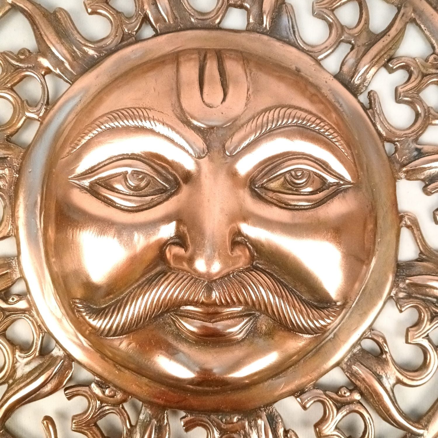 Surya Dev Wall Hanging with Om, Alloy-Copper – 22 Inch-Apkamart