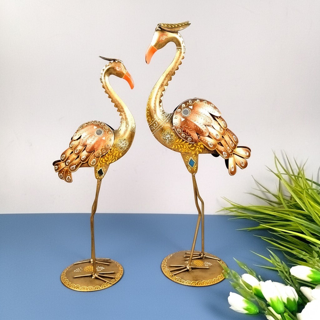 Swan Showpiece | Decorative Figurine for Home, Living Room & Office | Handcrafted Iron Statue & Table Showpiece for Gifting & Interior Decoration - 20 Inch (Set Of 2)