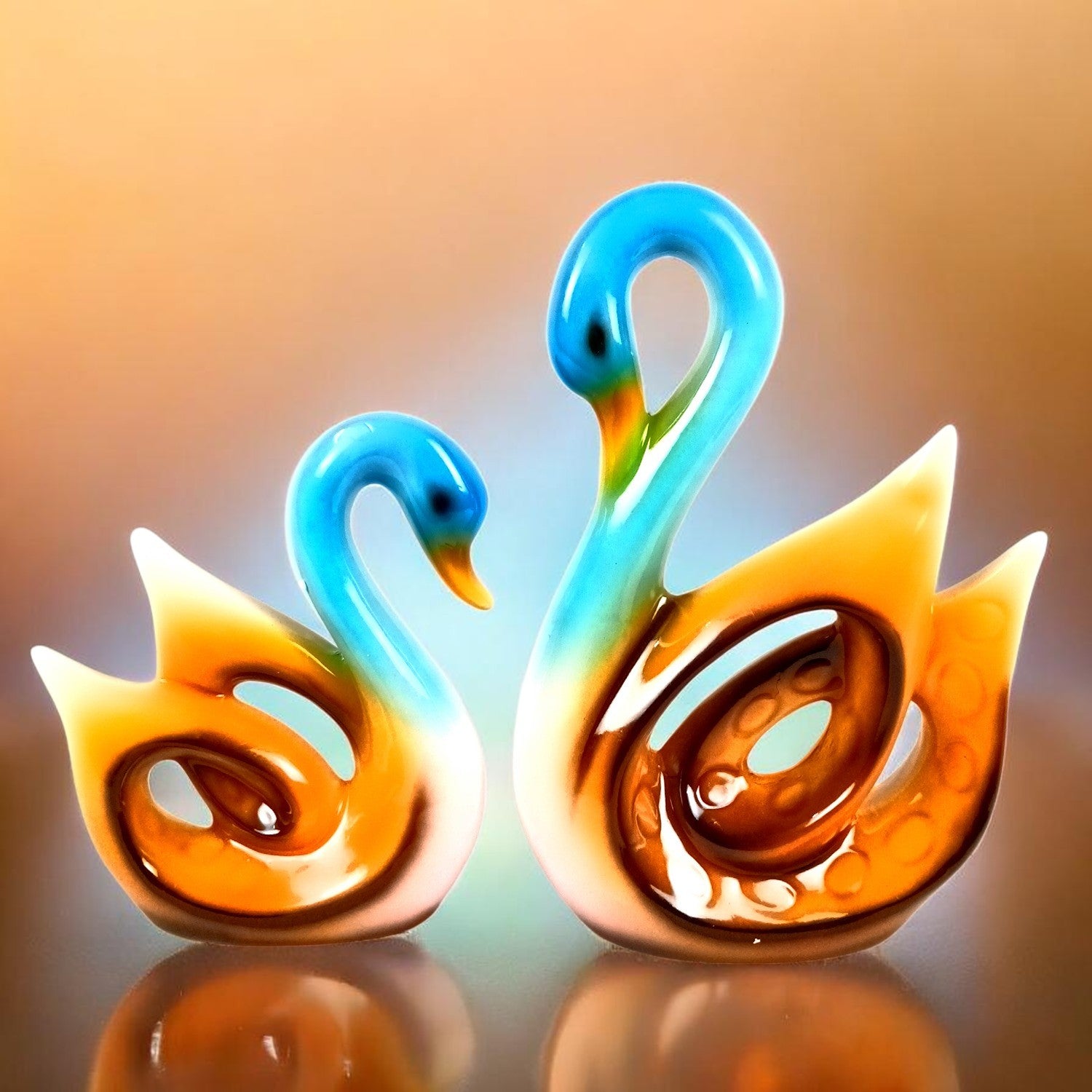 Swan Couple Showpiece Set | Hans Pair Showpiece Duck Statue for Home, Table & Office Décor | Romantic Gift for Him & Her | Wediing Anniversary Gift - (Set Of 2) - Apkamart